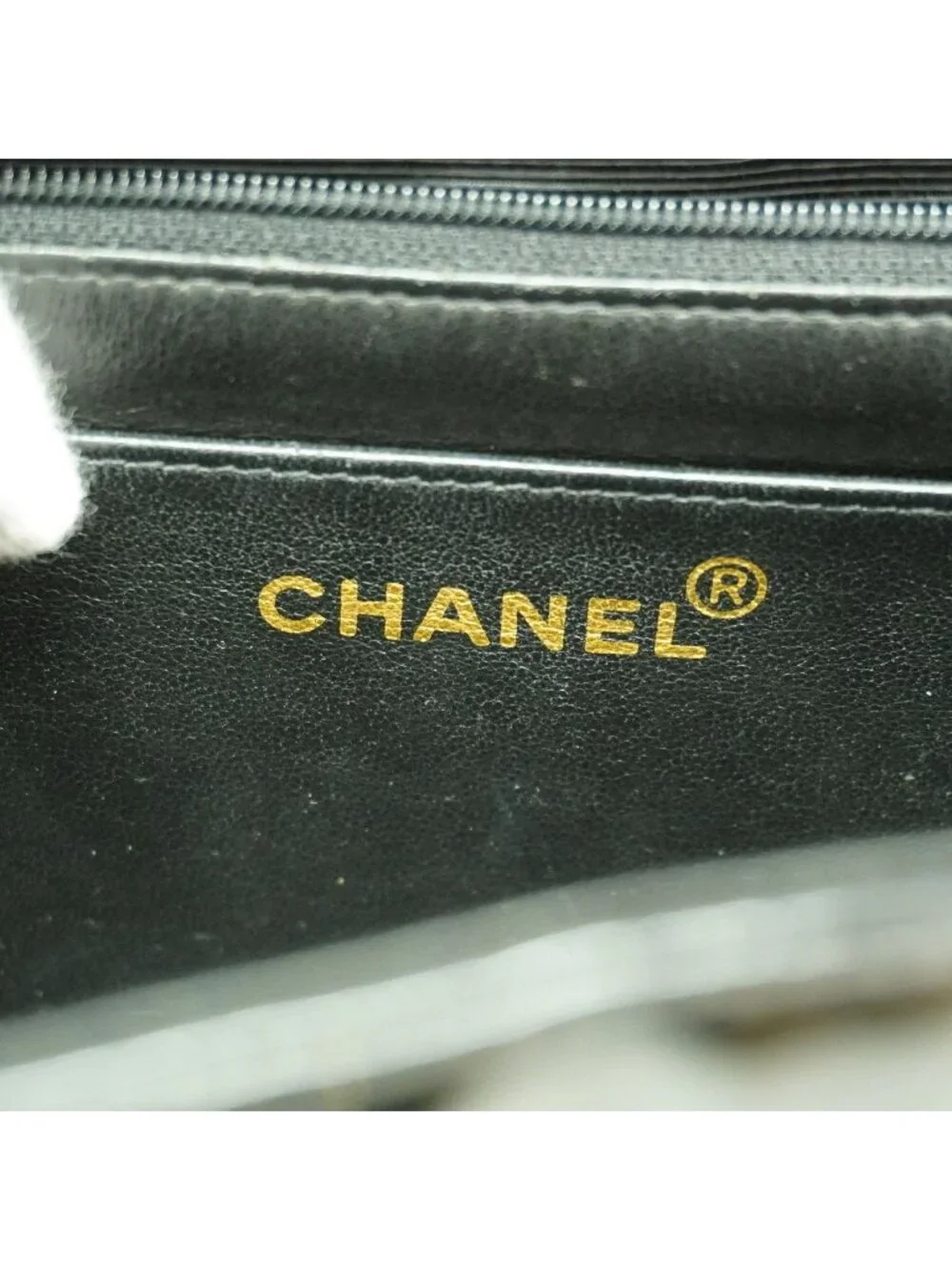 Chanel Handbag Stitch Patent Leather Black Gold 2-Way